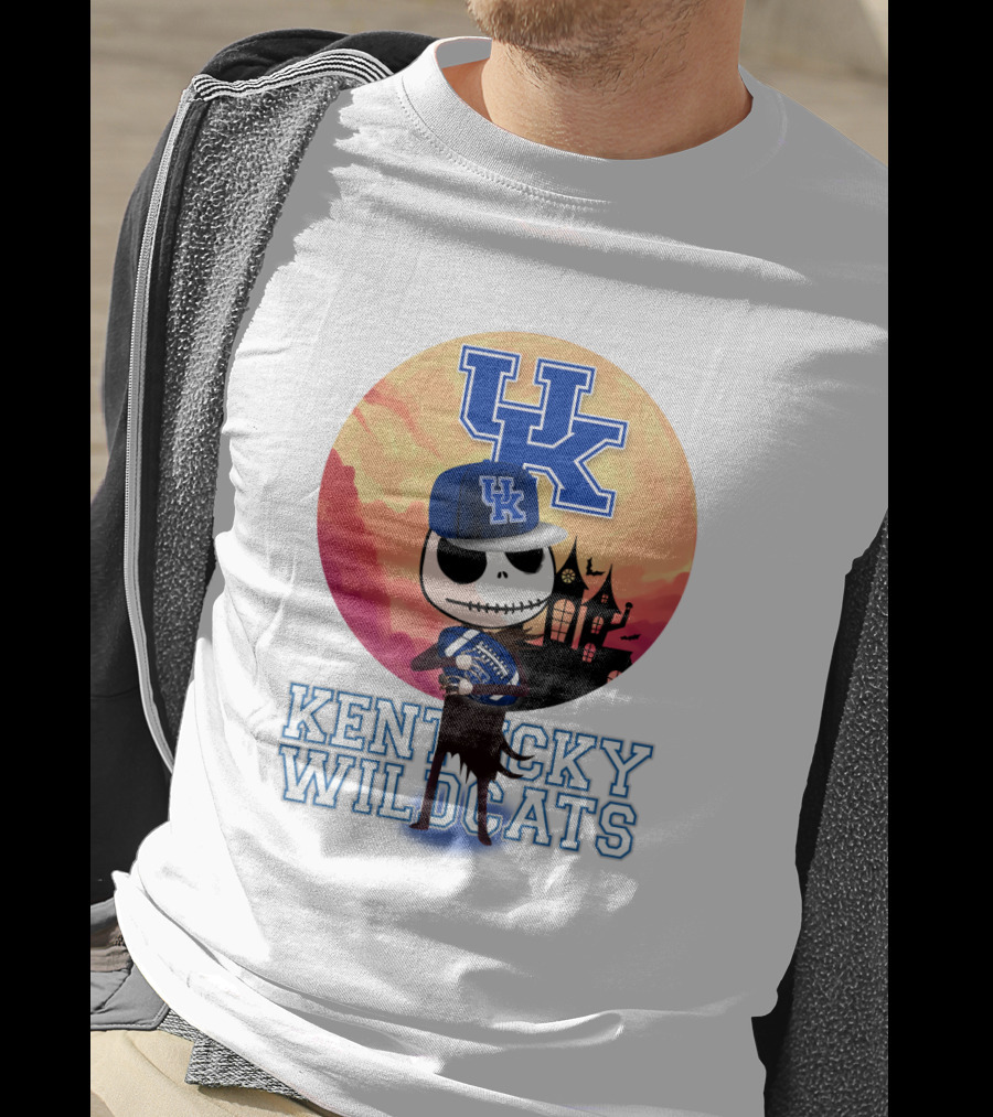 Kentucky Wildcats Skeleton With Uk Logo And Spooky T-Shirt