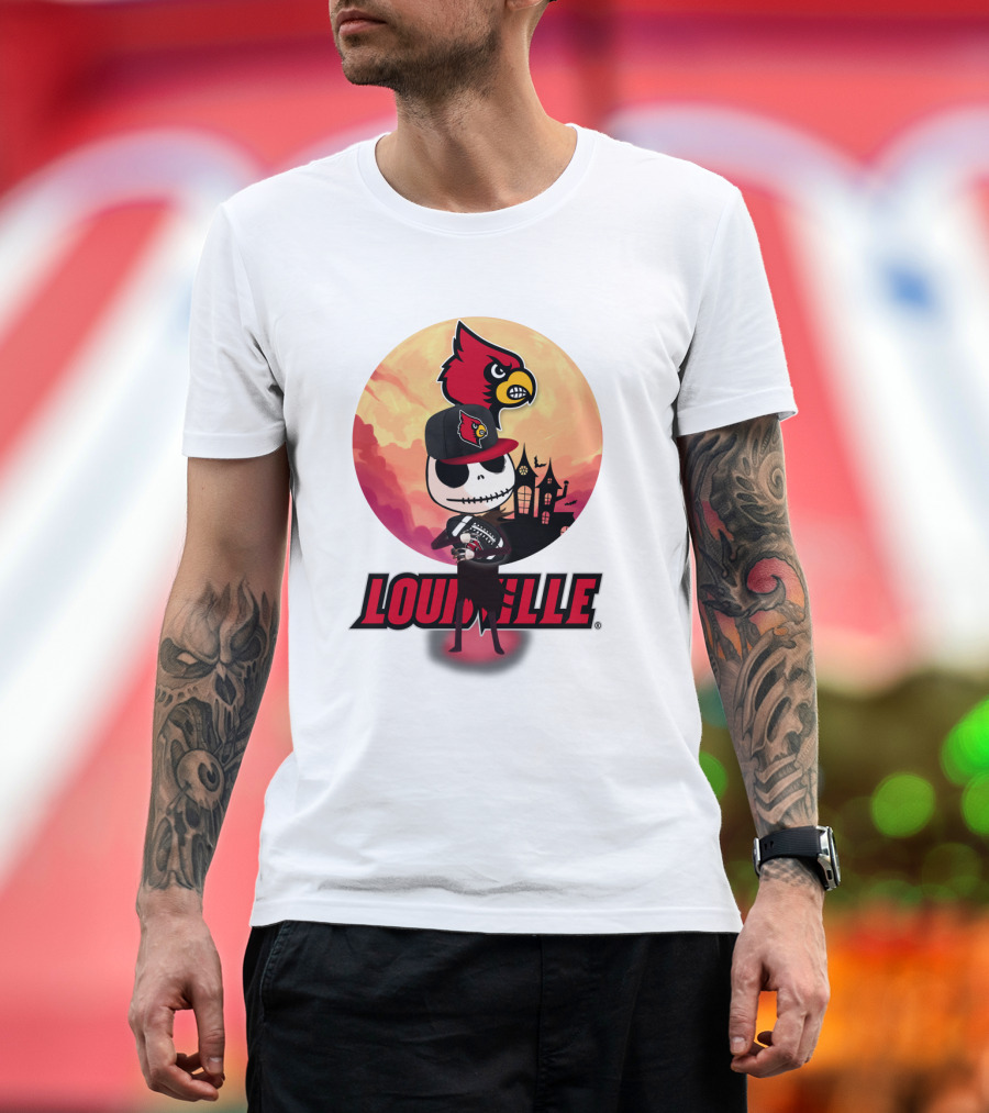 Louisville Cardinals Jack-O-Lantern Halloween Crossover Nightmare Before Christmas T-Shirt