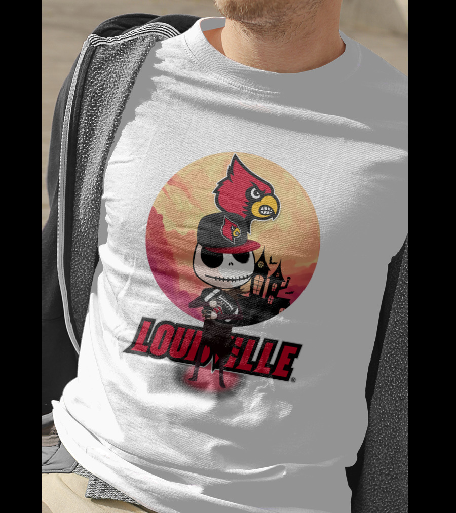 Louisville Cardinals Jack-O-Lantern Halloween Crossover Nightmare Before Christmas T-Shirt