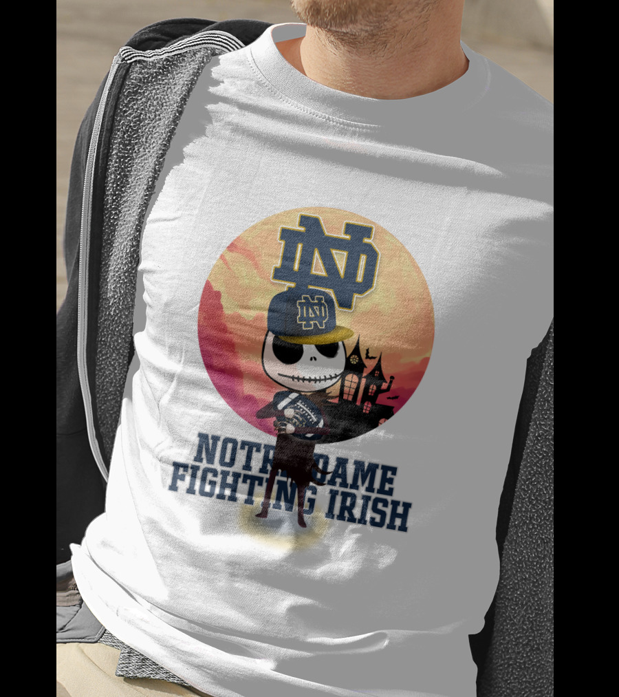 Notre Dame Fighting Irish Skull Fan With Stadium And Nd Cap T-Shirt