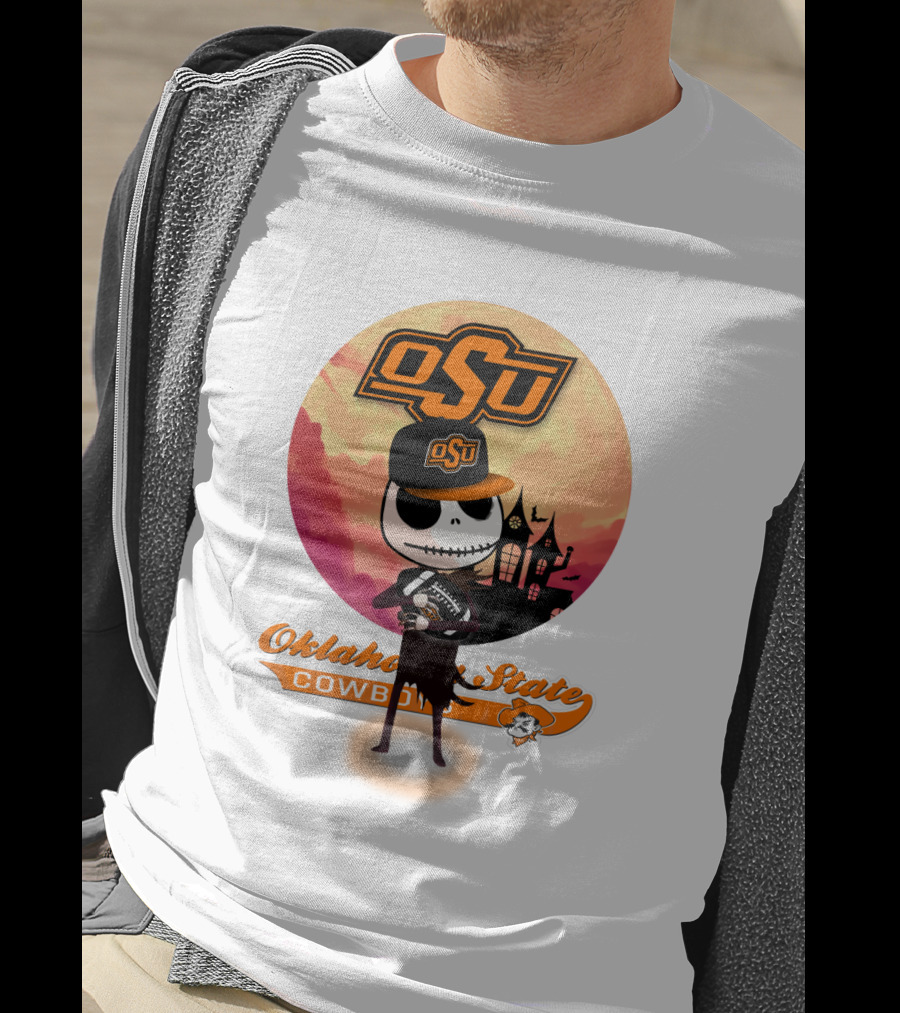 Osu Oklahoma State Cowboys Halloween Character Football T-Shirt