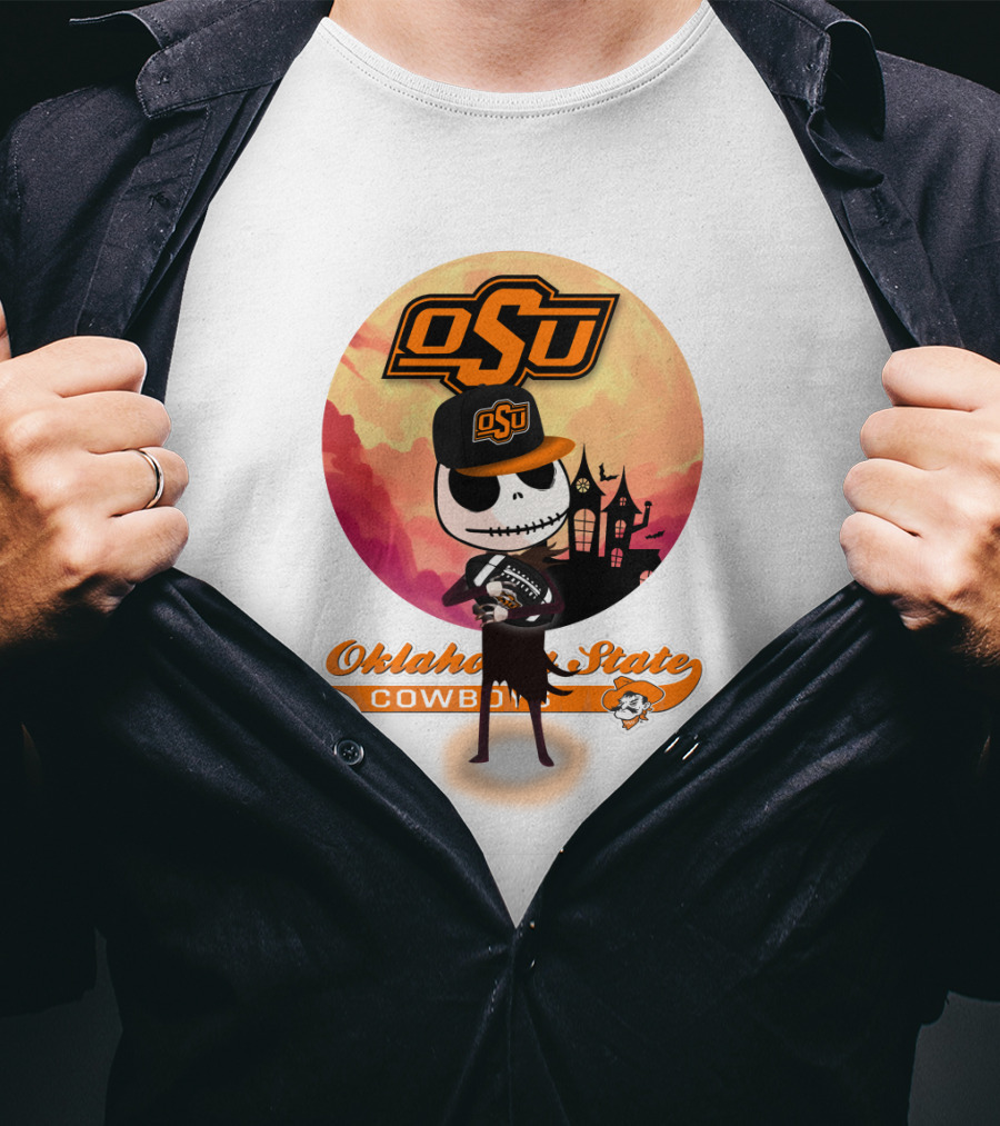 Osu Oklahoma State Cowboys Halloween Character Football T-Shirt