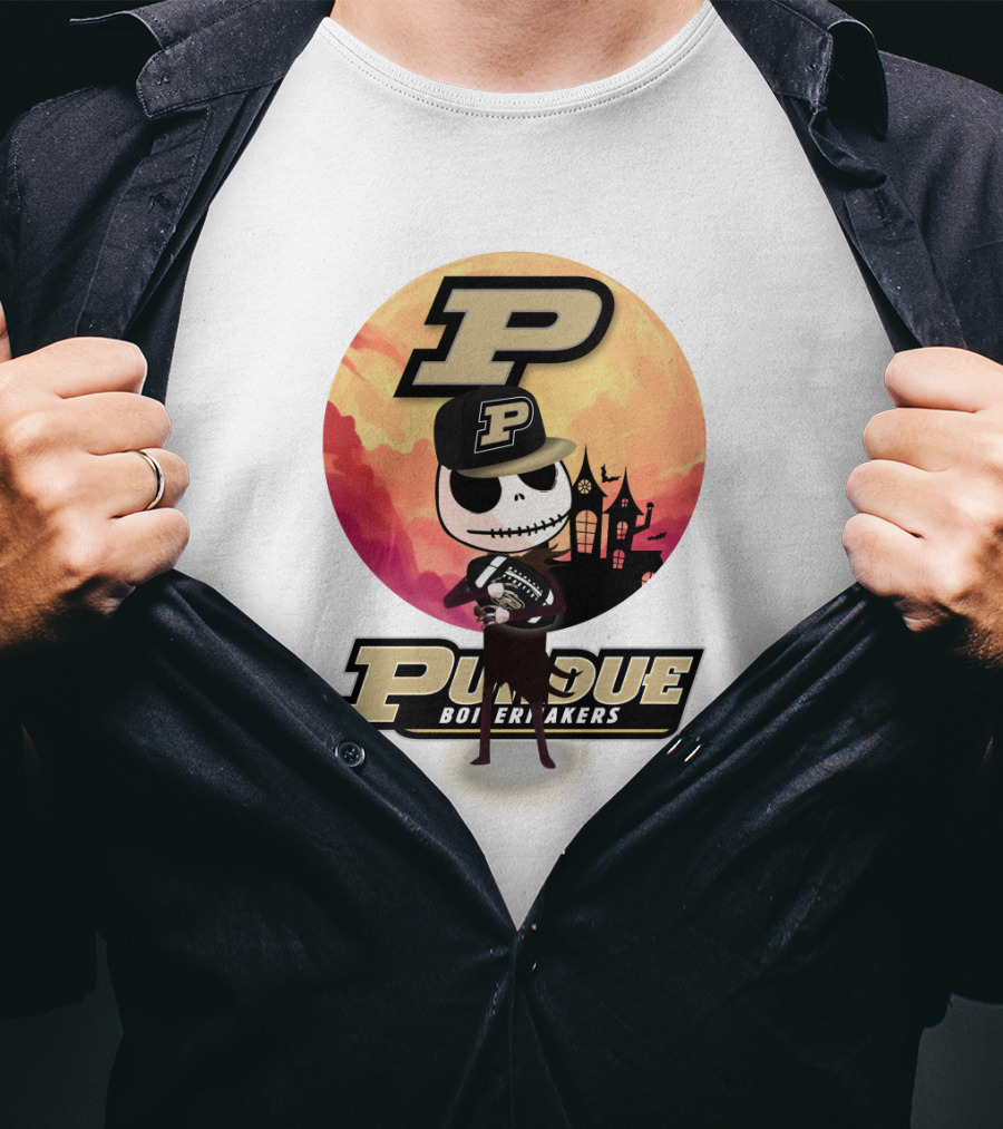Purdue Boilermakers Skeleton Football Halloween T-Shirt