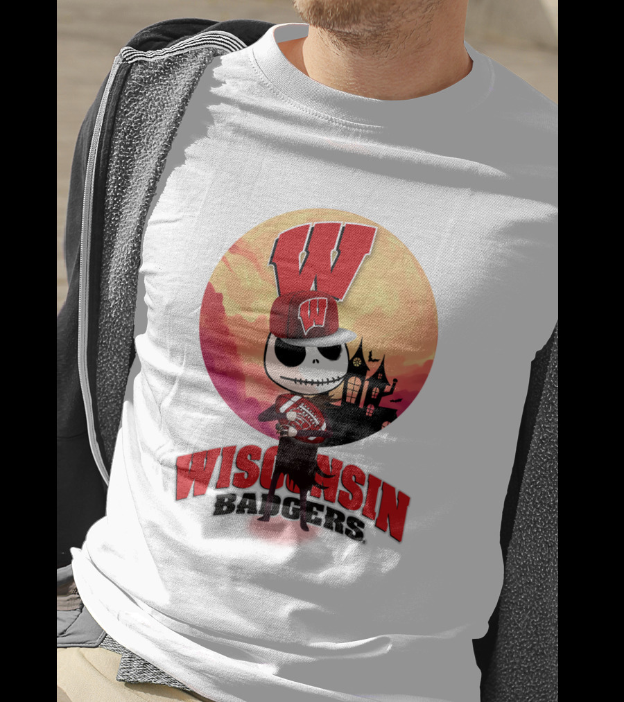 Wisconsin Badgers Halloween Skeleton T-Shirt