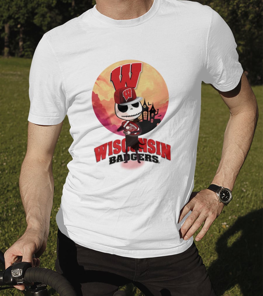 Wisconsin Badgers Halloween Skeleton T-Shirt