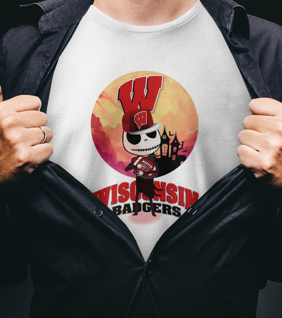 Wisconsin Badgers Halloween Skeleton T-Shirt