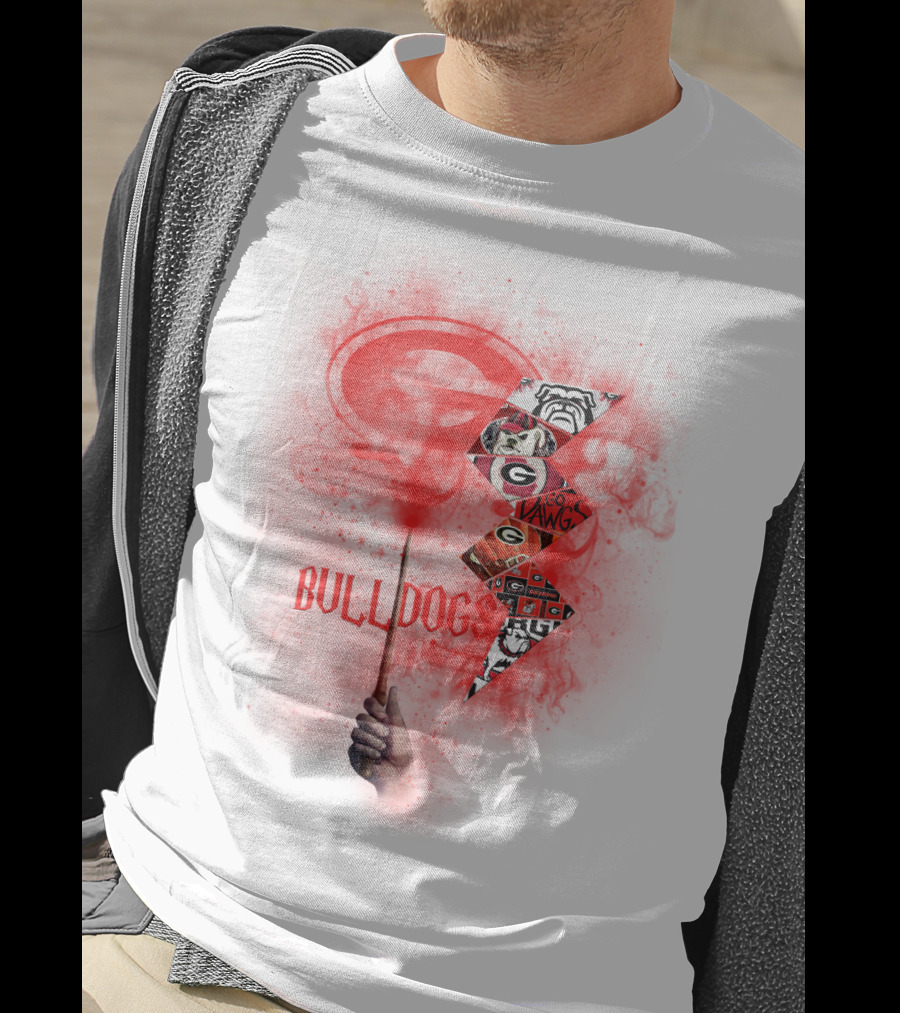 Georgia Bulldogs Logo 60 Dawgs Hand Holding Red Smoke Wand T-Shirt