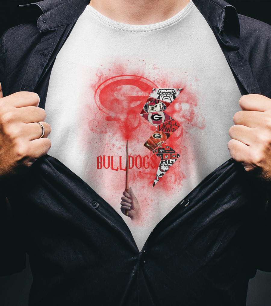 Georgia Bulldogs Logo 60 Dawgs Hand Holding Red Smoke Wand T-Shirt