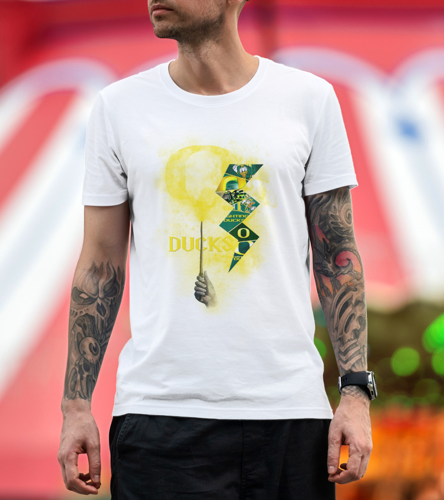 Oregon Ducks Lightning Bolt Logo Collage T-Shirt