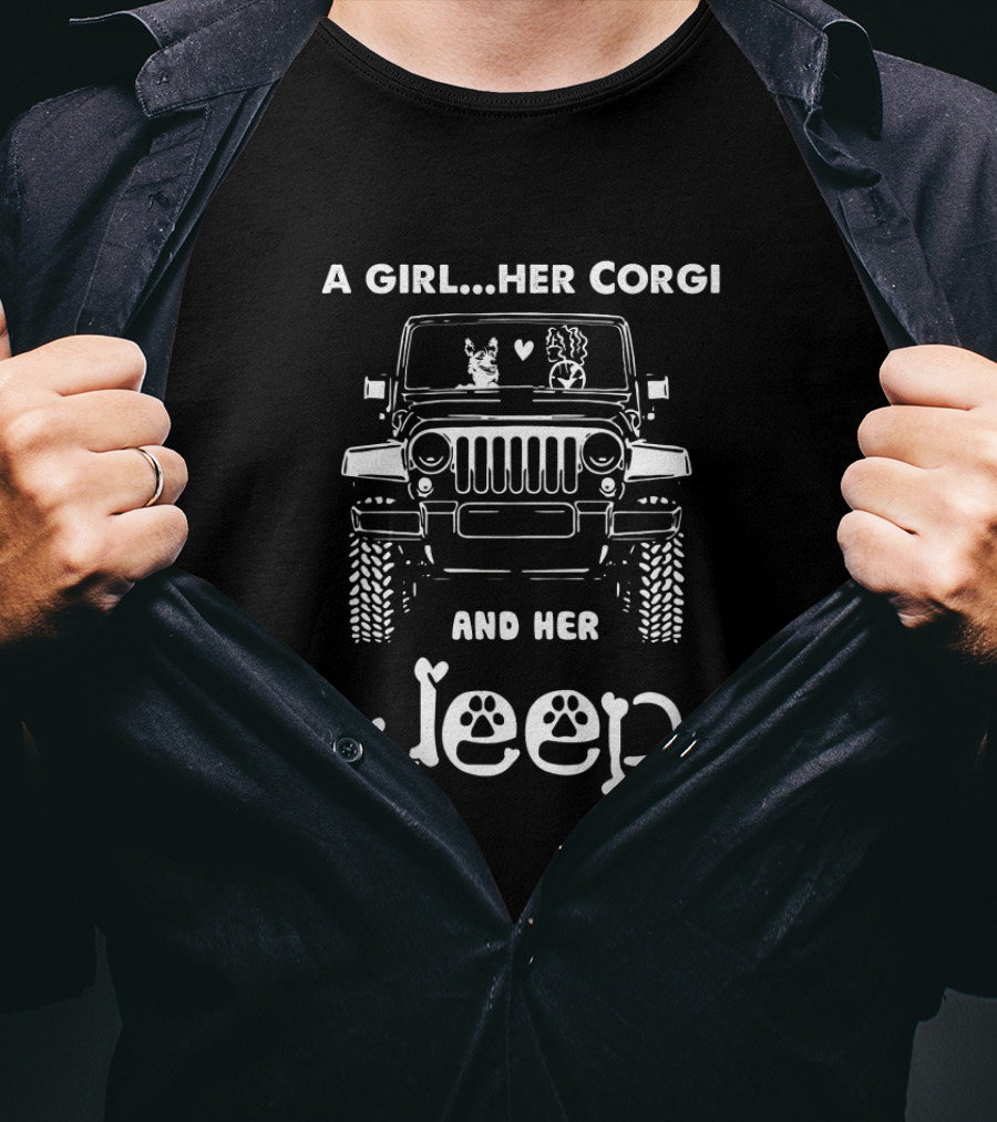 A Girl Her Corgi And Her Jeep T-Shirt