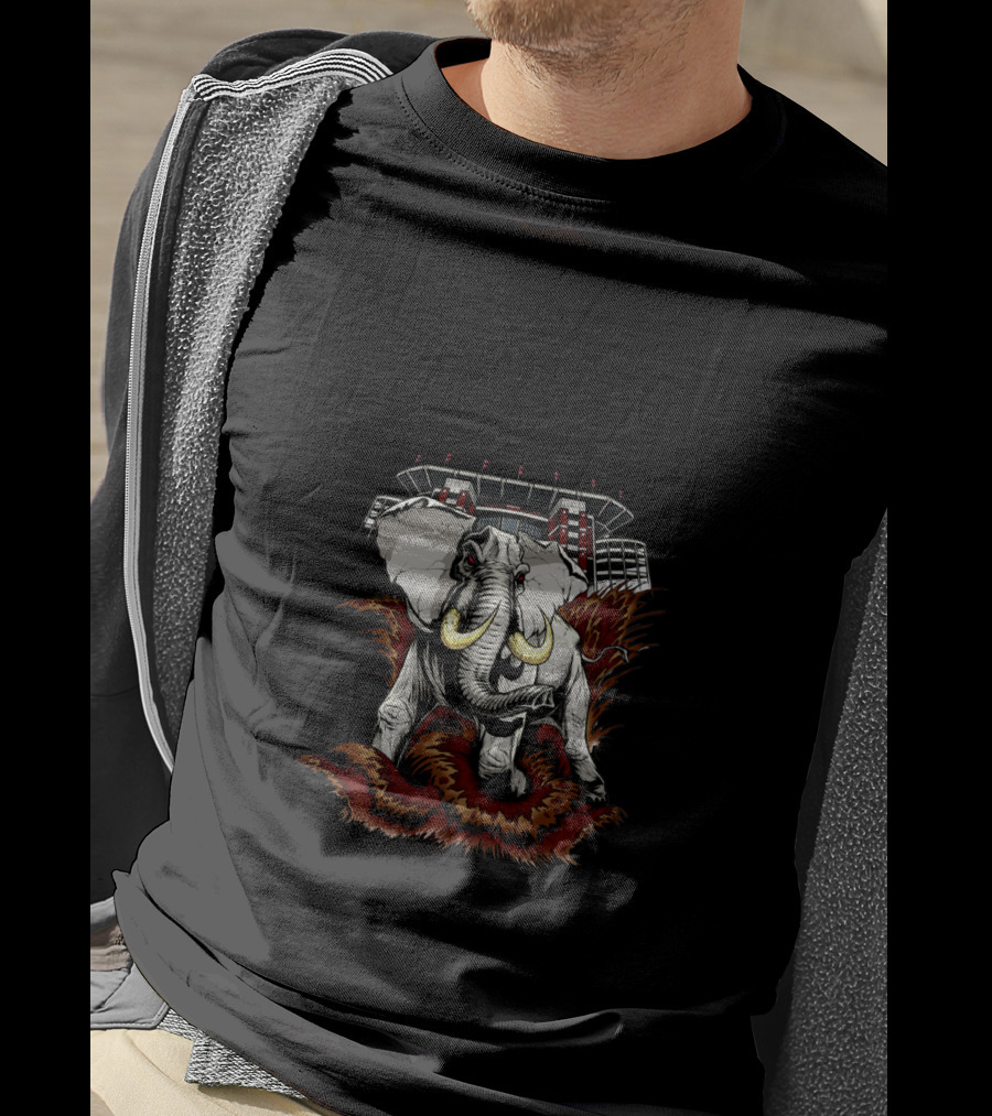 Elephant Charging In Front Of Stadium T-Shirt