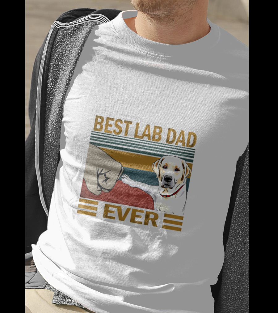 Best Lab Dad Ever Fist Bump With Yellow Labrador Retriever T-Shirt
