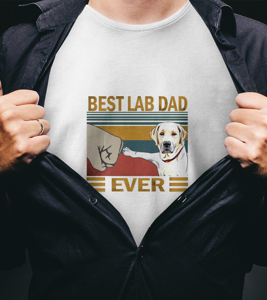 Best Lab Dad Ever Fist Bump With Yellow Labrador Retriever T-Shirt
