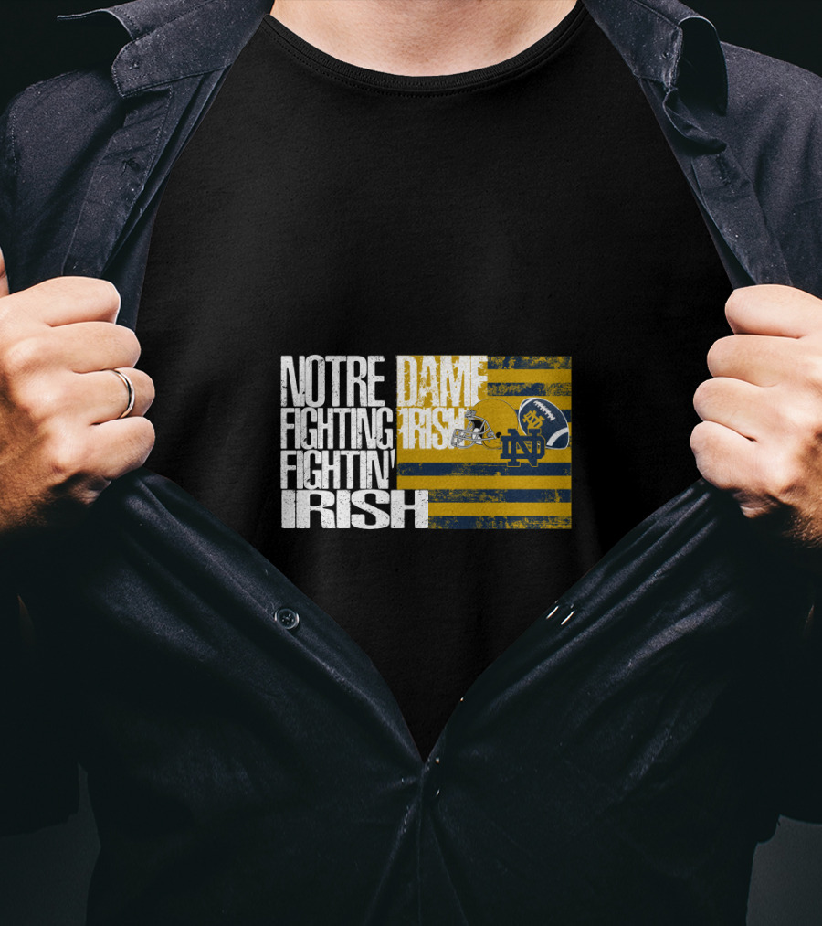 Notre Dame Fighting Irish Nd Helmet Flag Vintage Style Chtnca7018 T-Shirt