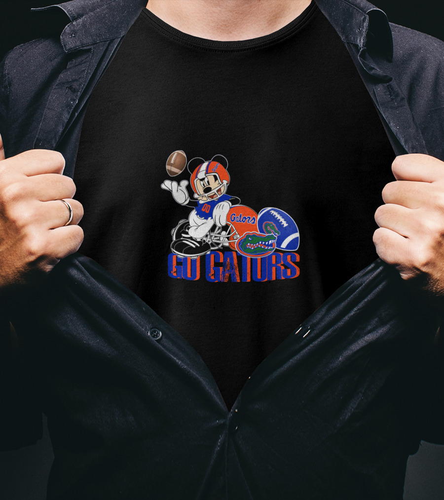 Florida Gators Football Mickey Mouse Go Gators 00 Helmets And Football T-Shirt