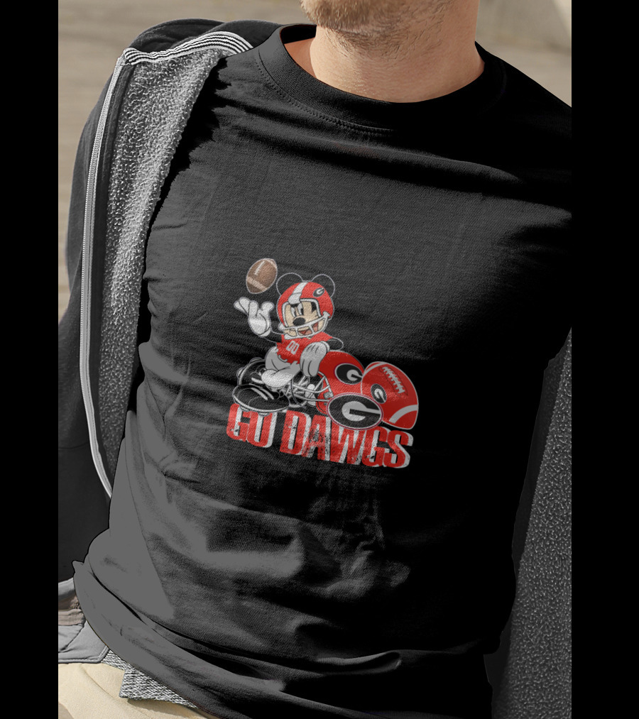Chtnca8009 Go Dawgs Football Georgia Bulldogs Mickey Mouse T-Shirt