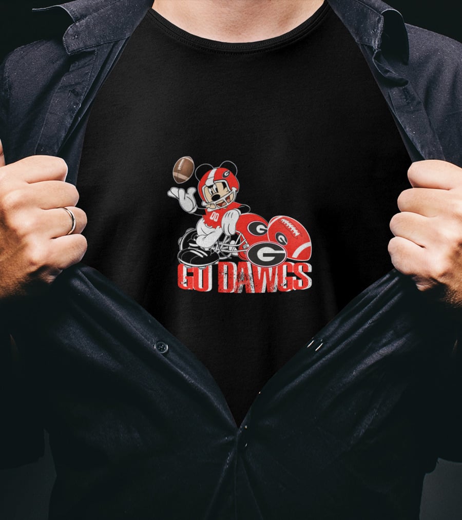 Chtnca8009 Go Dawgs Football Georgia Bulldogs Mickey Mouse T-Shirt