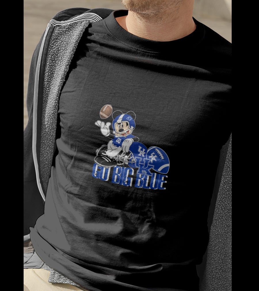 Mickey Mouse Kentucky Wildcats Football Go Big Blue T-Shirt