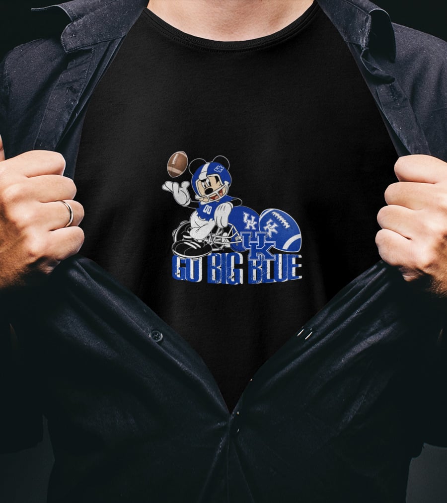Mickey Mouse Kentucky Wildcats Football Go Big Blue T-Shirt