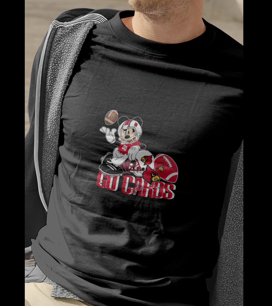 Mickey Mouse Football Go Cards Louisville Cardinals Chtnca8013 T-Shirt