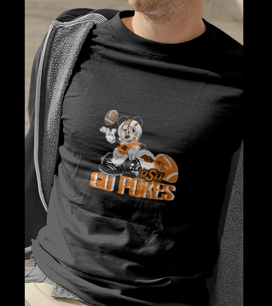 Osu Cowboys Mascot With Football Go Pokes T-Shirt