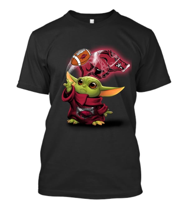 Baby Yoda Razorbacks Football Magic Charm T-Shirt