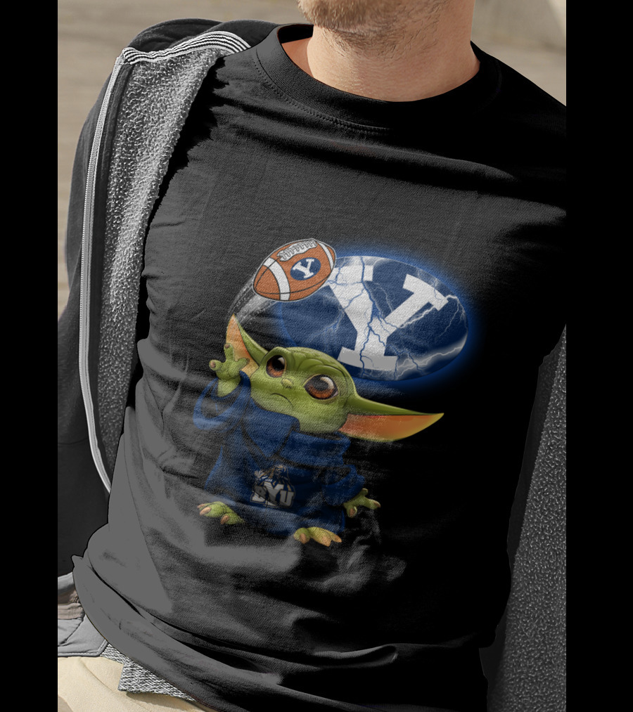 Byu Y Football Baby Yoda Using Force T-Shirt