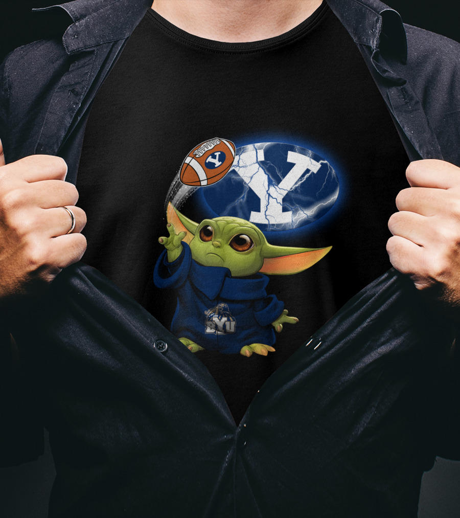 Byu Y Football Baby Yoda Using Force T-Shirt