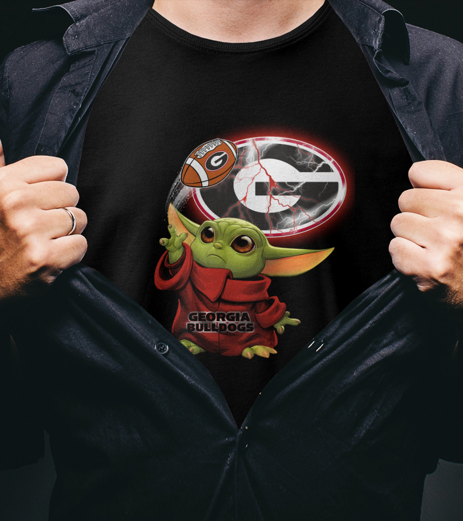 Georgia Bulldogs Football Baby Yoda Magic Force T-Shirt
