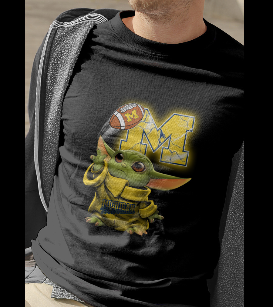 Michigan Wolverines Yoda Style Football Fan Craze T-Shirt