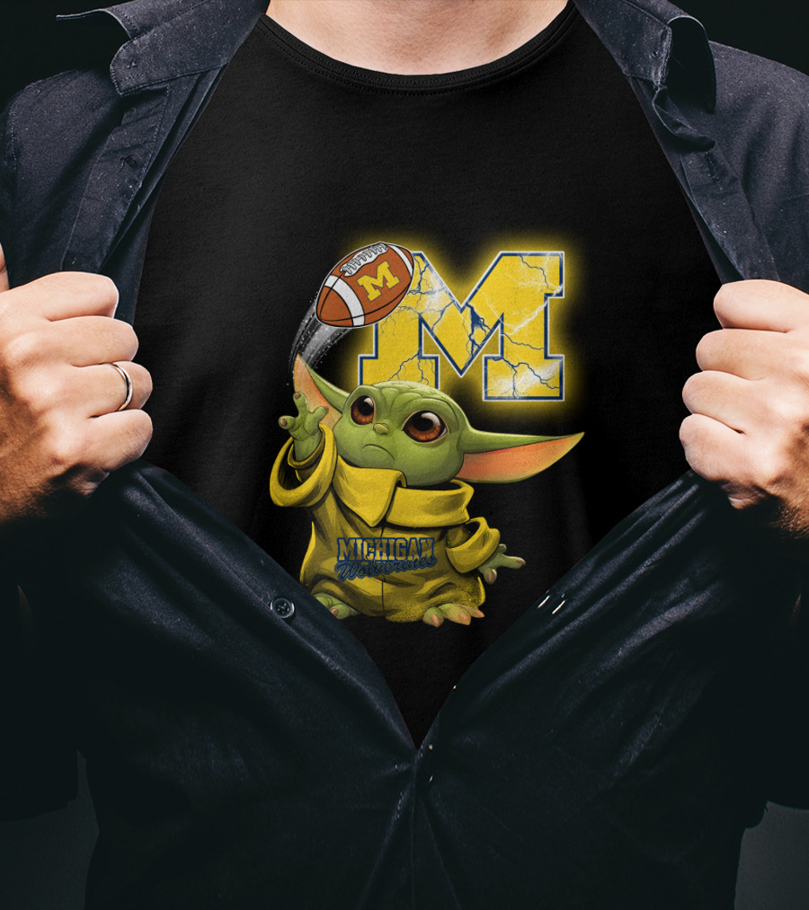 Michigan Wolverines Yoda Style Football Fan Craze T-Shirt