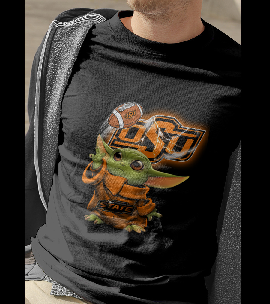 Oklahoma State Osu Football Baby Yoda T-Shirt