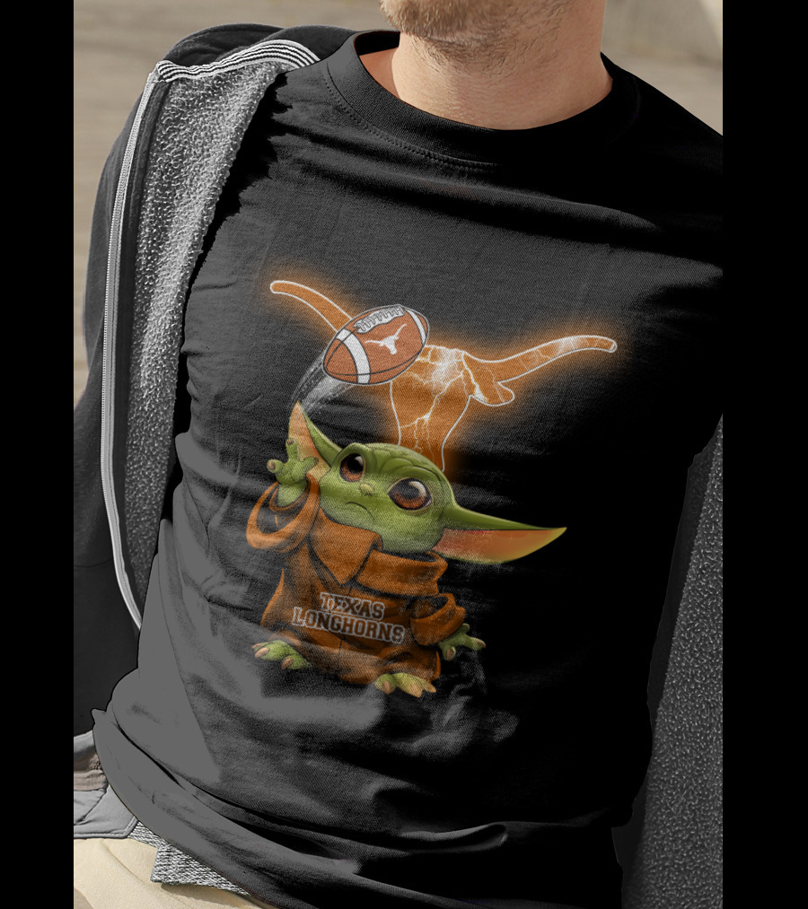Texas Longhorns Baby Yoda Football Magic T-Shirt