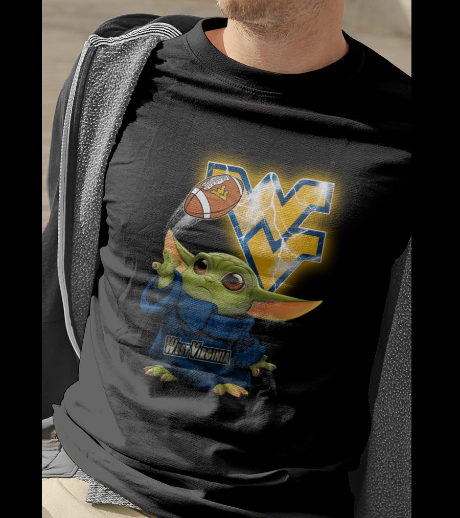 West Virginia Football Baby Alien With Wv Logo And Lightning T-Shirt