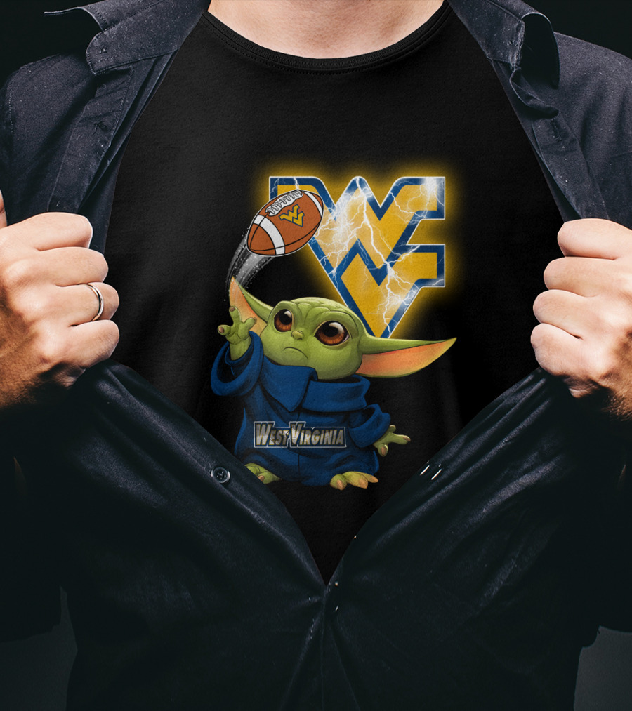 West Virginia Football Baby Alien With Wv Logo And Lightning T-Shirt