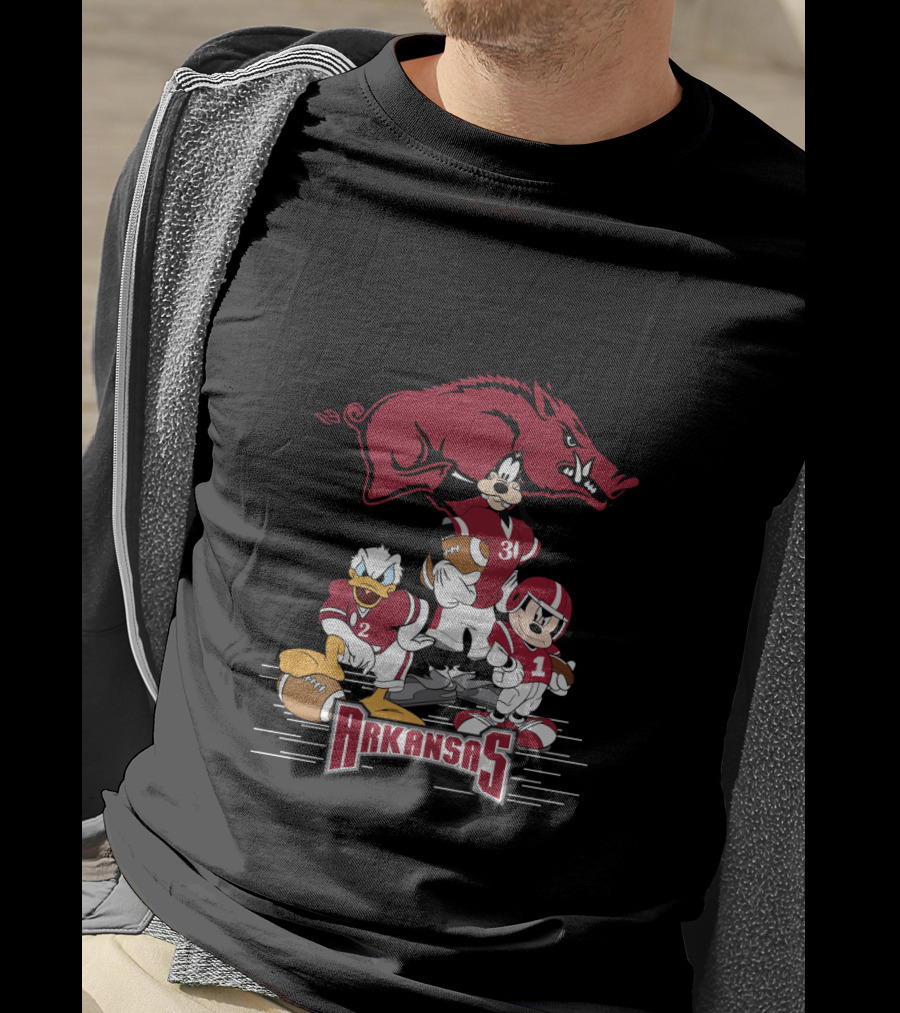 Arkansas Razorbacks Football Disney Characters T-Shirt