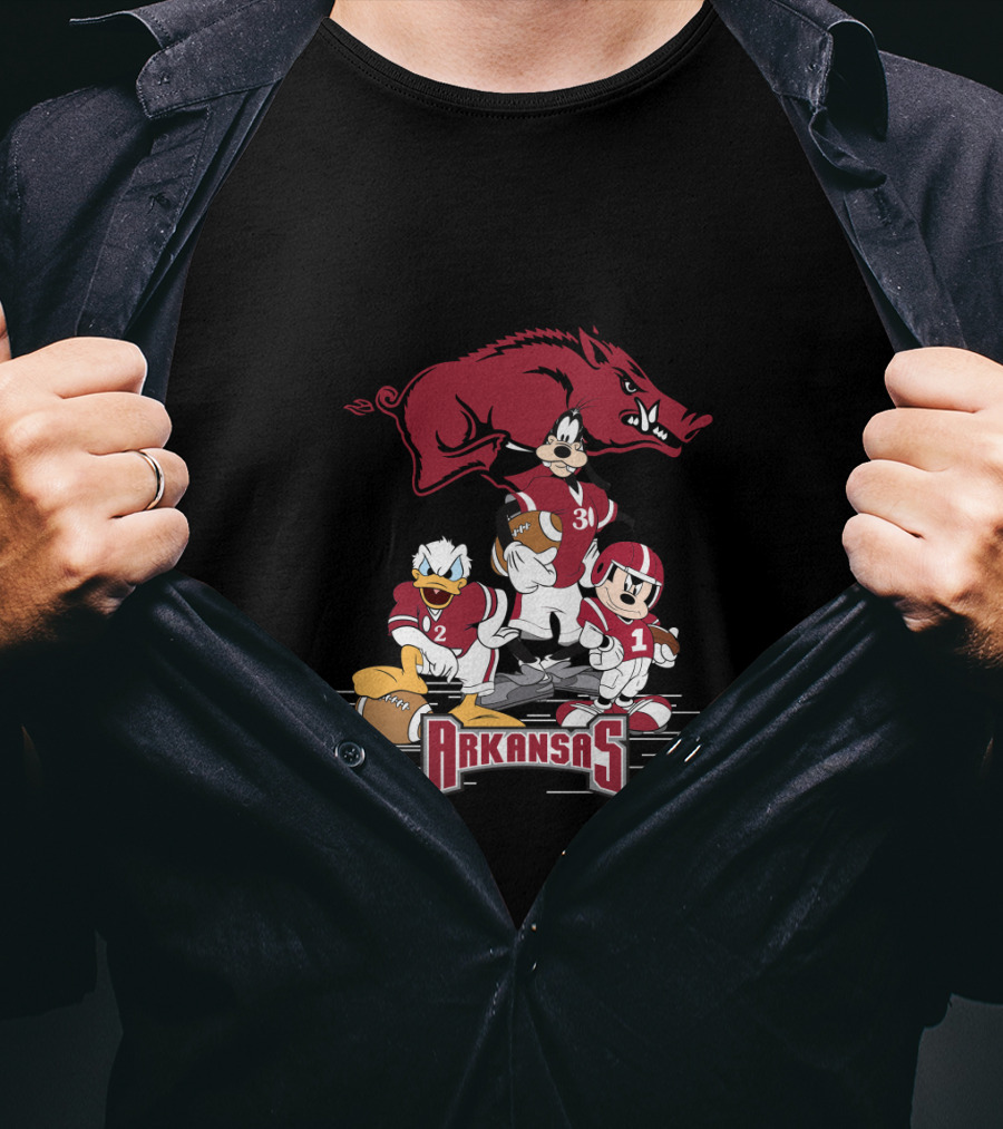 Arkansas Razorbacks Football Disney Characters T-Shirt