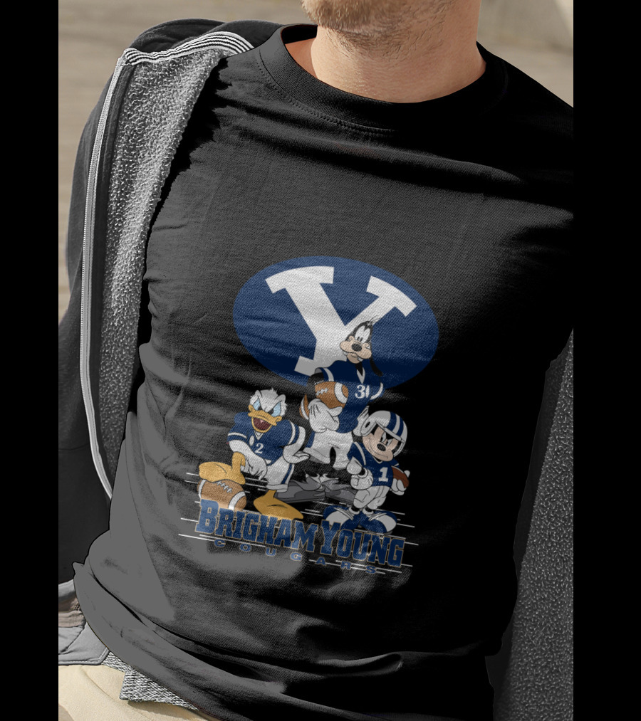 Brigham Young Cougars Mickey Donald Goofy Football Team T-Shirt