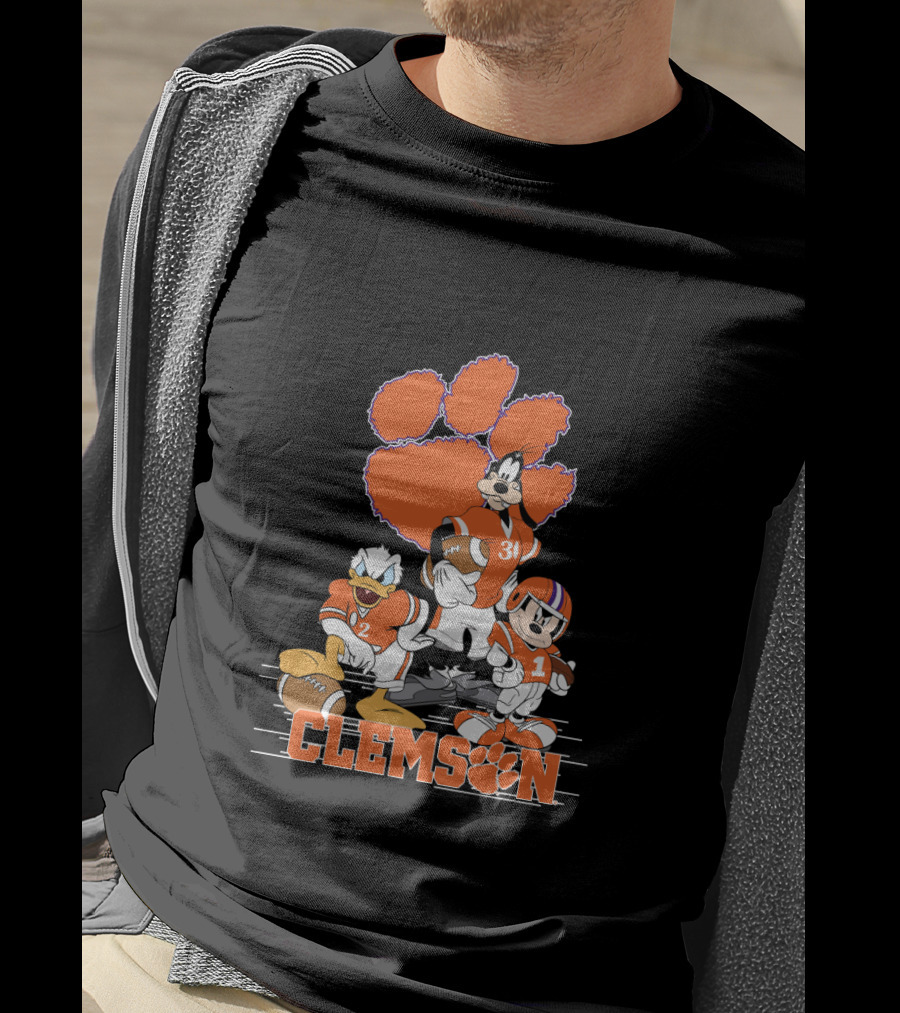 Clemson Disney Characters Football Team Mickey Donald Goofy Paws T-Shirt