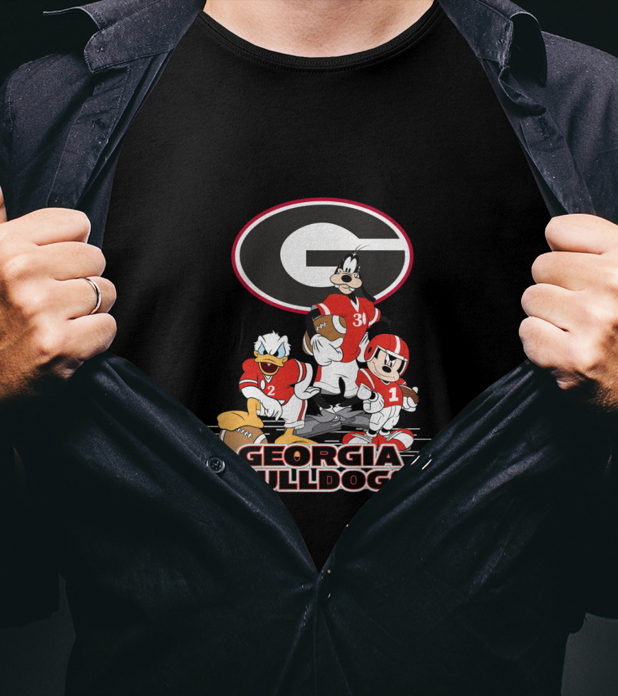 Georgia Bulldogs Disney Characters Football Collaboration T-Shirt