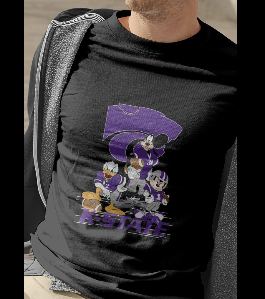 K-State Wildcats Football Characters With Ksu Powercat Logo Chtnca10009 T-Shirt