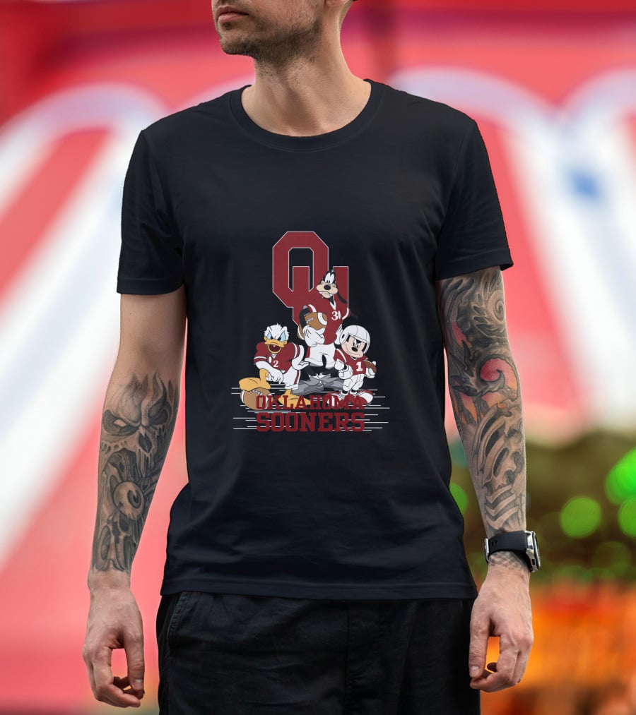 Oklahoma Sooners Disney Characters Football Team Collaboration Chtnca10012 T-Shirt