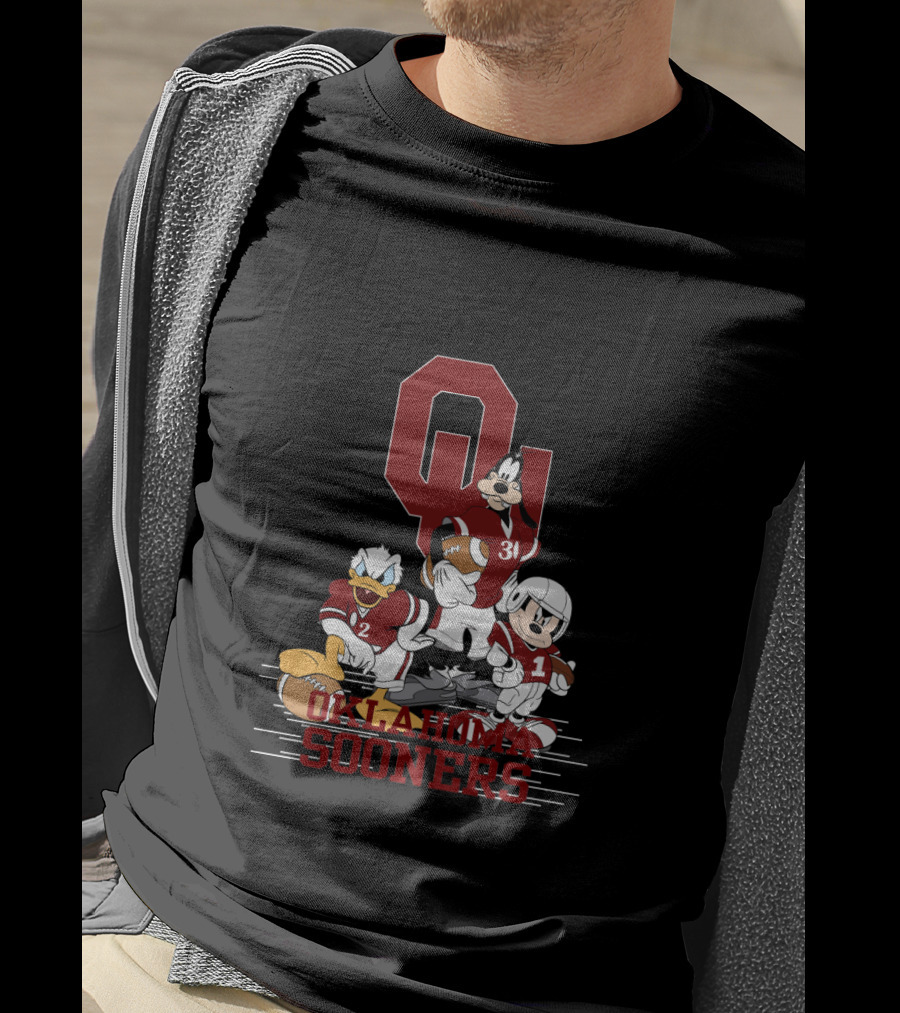 Oklahoma Sooners Disney Characters Football Team Collaboration Chtnca10012 T-Shirt