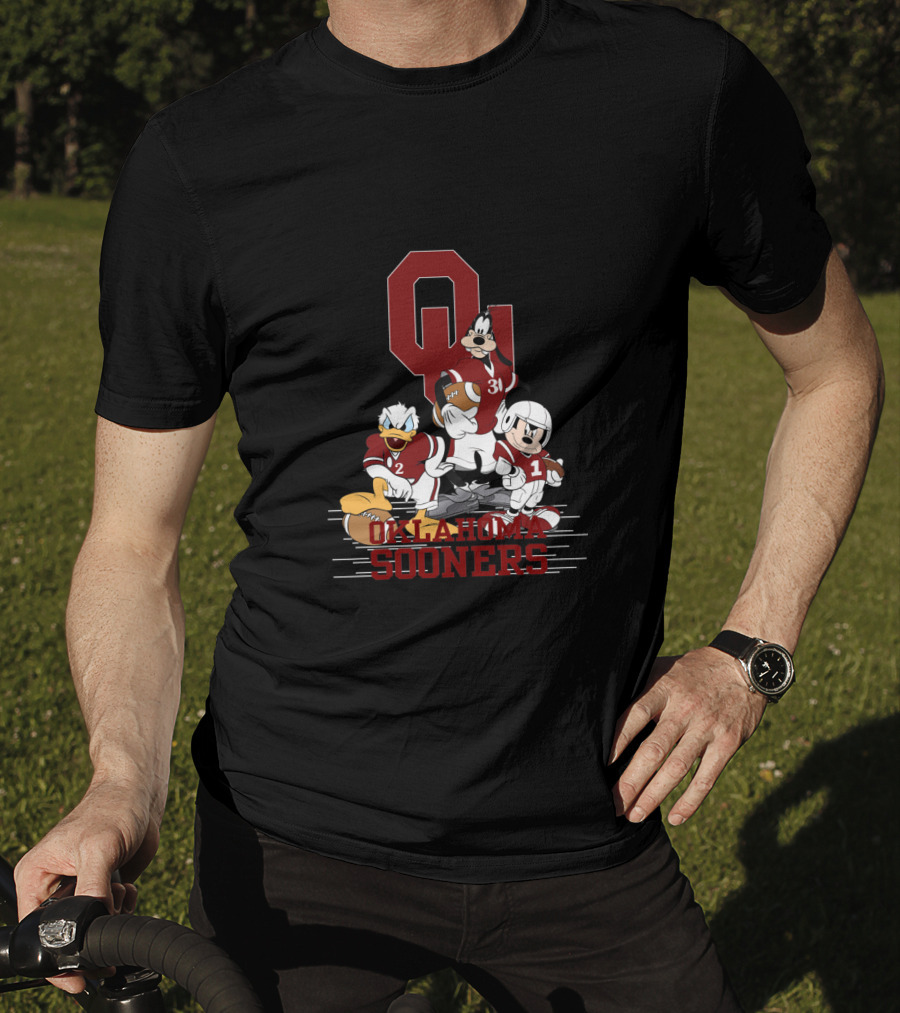 Oklahoma Sooners Disney Characters Football Team Collaboration Chtnca10012 T-Shirt