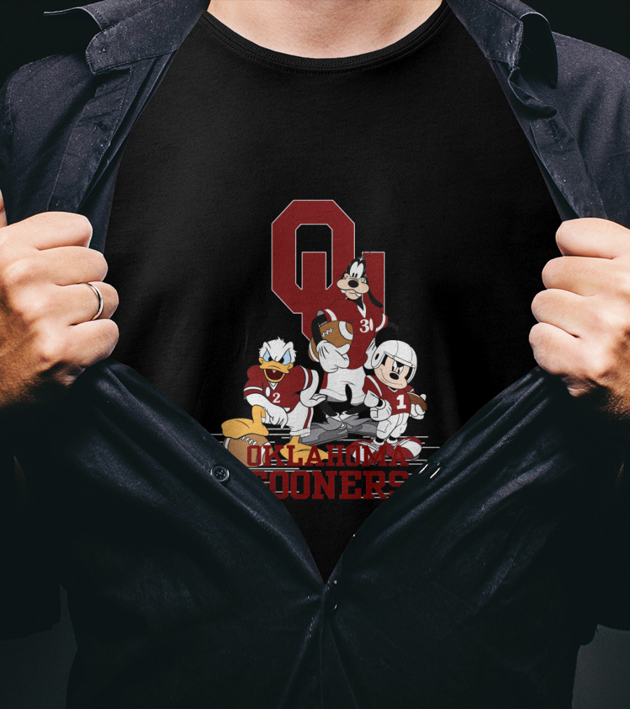 Oklahoma Sooners Disney Characters Football Team Collaboration Chtnca10012 T-Shirt