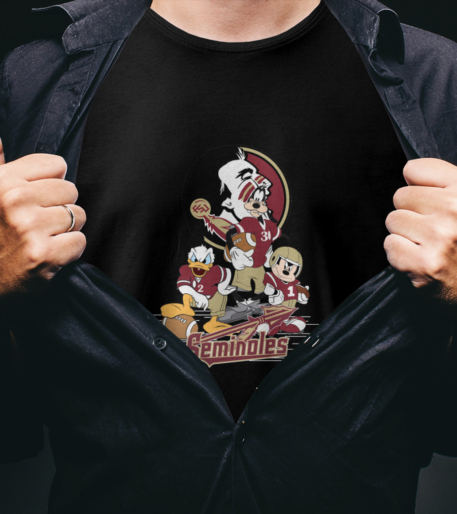 Seminoles Florida State Inspired Character Trio With Football Theme T-Shirt