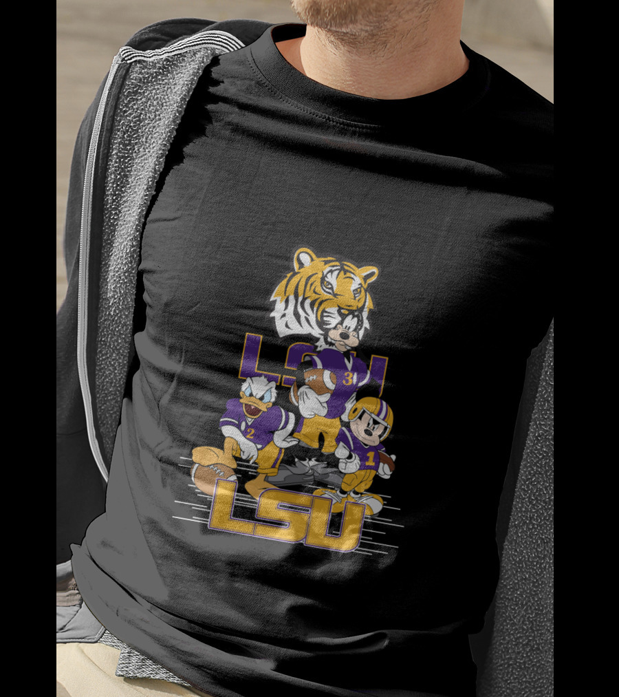 Lsu Tigers Mickey Donald Goofy Football Team Cartoon Characters T-Shirt