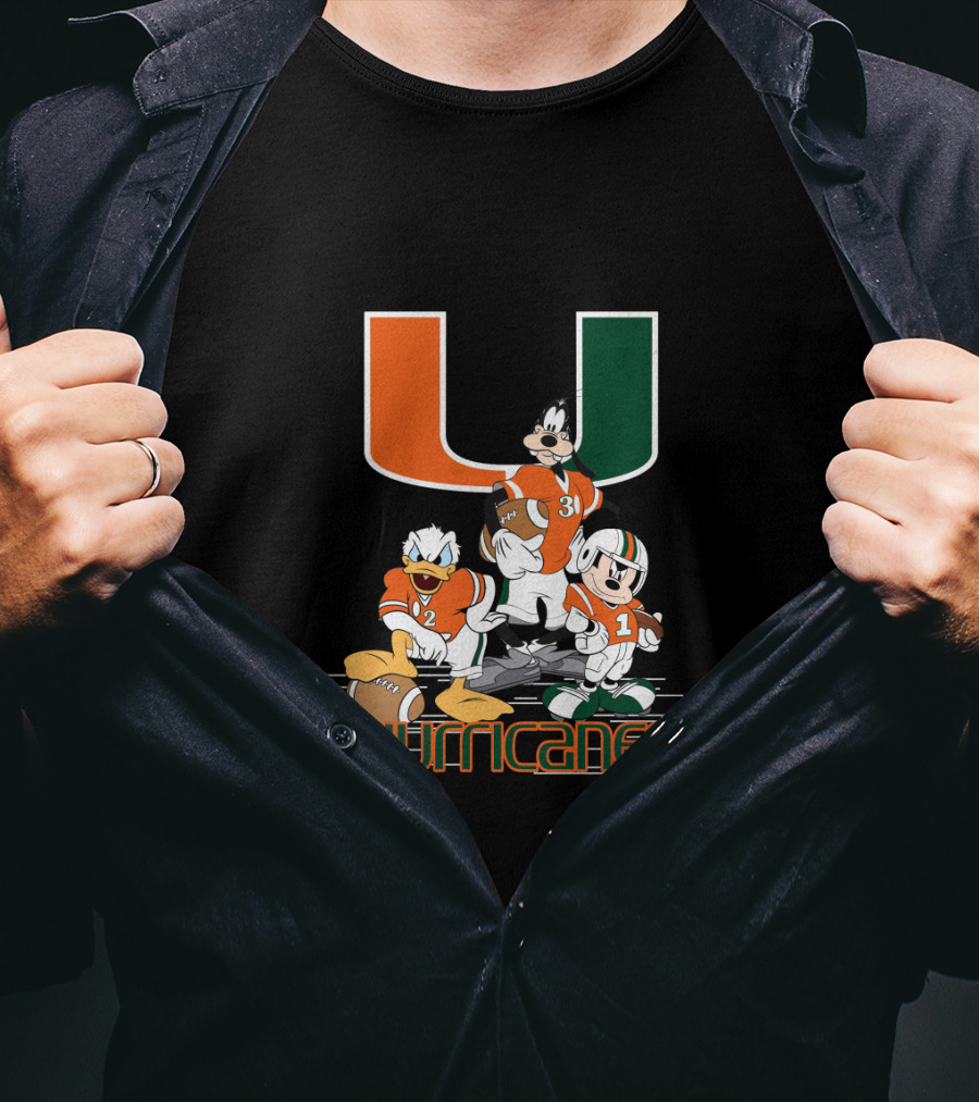 University Of Miami Hurricanes Characters Football Team T-Shirt