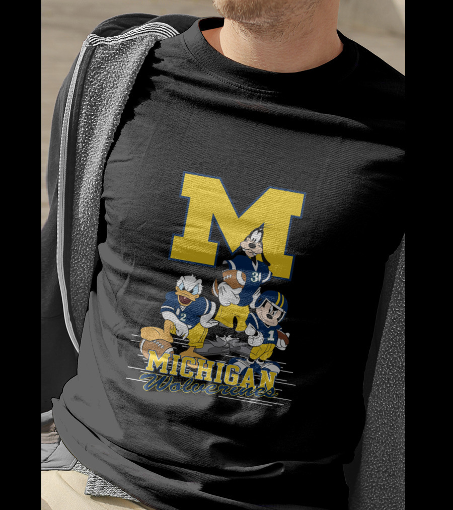 Michigan Wolverines Donald Mickey Goofy Football T-Shirt