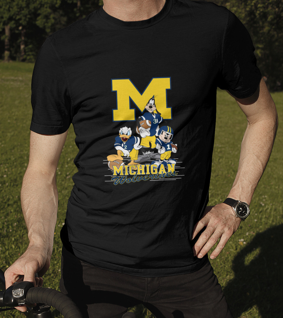 Michigan Wolverines Donald Mickey Goofy Football T-Shirt